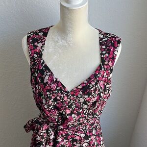 NEW White House Black Market WHBM floral flower layered midi dress 12 very berry